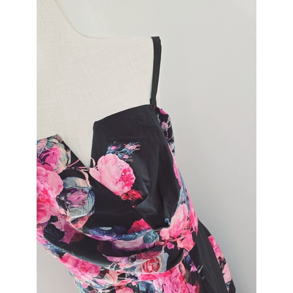 City Chic Romantic Rose Floral Strapless Faux Wrap Hi Low Maxi Dress 22 XL NEW - Picture 7 of 14